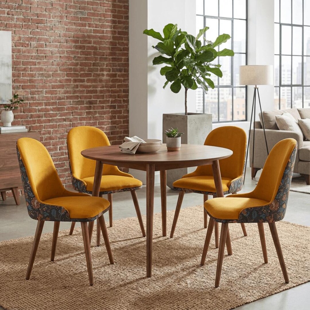 PAISLEY Set of 2 Upholstered Dining Chairs High Back Design Performance ...
