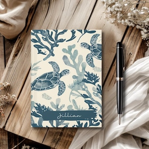 Carnet cartonné personnalisé tortue de mer, cadeau tortue pour fille de 11 ans, carnet tortue de mer, amoureux des tortues, cadeau tortue pour femme ou maman