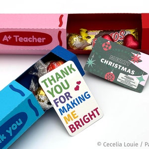 Crayon Gift Box SVG for Teacher Appreciation Gift Card Holder, Back to School Treat Box Favor 3D SVG DXF Cutting Files Cricut Silhouette image 2