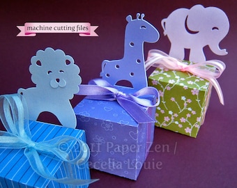 Animal (Elephant Lion Giraffe Bear Duck) - Paper Gift Box Die Cutting with SVG files and PDF instructions for Silhouette and Cricut Explore