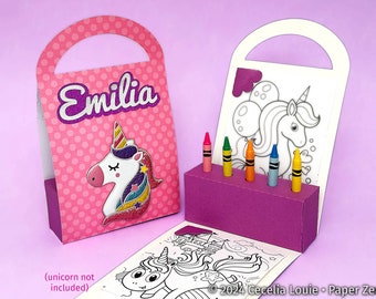 Crayon Kinder Koffer Party Favor Gift Bag Activity Box voor verjaardag voor kinderen - 3D SVG voor Cricut, Silhouet