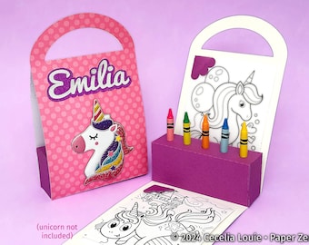 Crayon Kinder Suitcase Party Favour Gift Bag Activity Box for Birthday for Kids - 3D SVG for Cricut, Silhouette