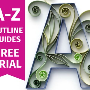 Quilling hoofdletters patroongidsen om A-Z te schetsen inspirerende tutorials voor alfabet PDF digitale download afbeelding 1