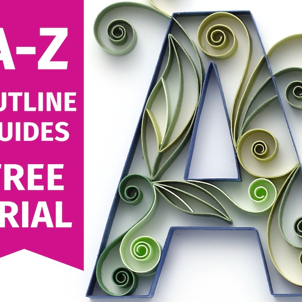 Quilling Uppercase Letters – Pattern Guides to Outline A-Z – Inspirational Tutorials for Alphabet – PDF Digital Download