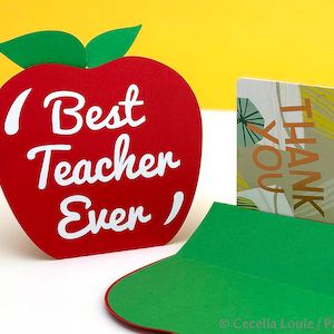 Lehrer Wertschätzung Apple Geschenkkartenhalter SVG für Back to School, Treat Box Favor, Dankes-Karte -SVG Schnittdatei für Cricut Silhouette