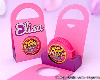 Hubba Bubba Bubble Gum Party Favor Gift Box - 3D SVG para fiesta de cumpleaños para Cricut, Silueta