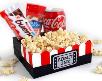 Movie Night Snack Box para palomitas de maíz, pop, dulces, perfecto para favores de fiesta de cumpleaños o noche de cine - Plantilla 3D SVG para Cricut, Silhouette