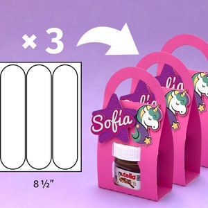 Nutella Box mit Griff für Partygeschenk, Geschenk oder Beute Tasche 3D SVG Vorlage für Cricut, Silhouette passend für Mini-Nutella-Glas 25 g Bild 4