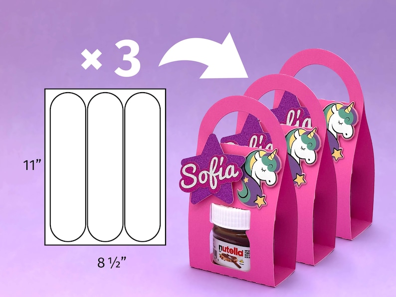 Nutella Box mit Griff für Partygeschenk, Geschenk oder Beute Tasche 3D SVG Vorlage für Cricut, Silhouette passend für Mini-Nutella-Glas 25 g Bild 4