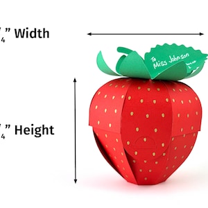 Caja de fresas SVG para el titular de la tarjeta de regalo de agradecimiento al maestro, favor de la caja de golosinas de regreso a la escuela Archivo de corte digital 3D SVG imagen 4