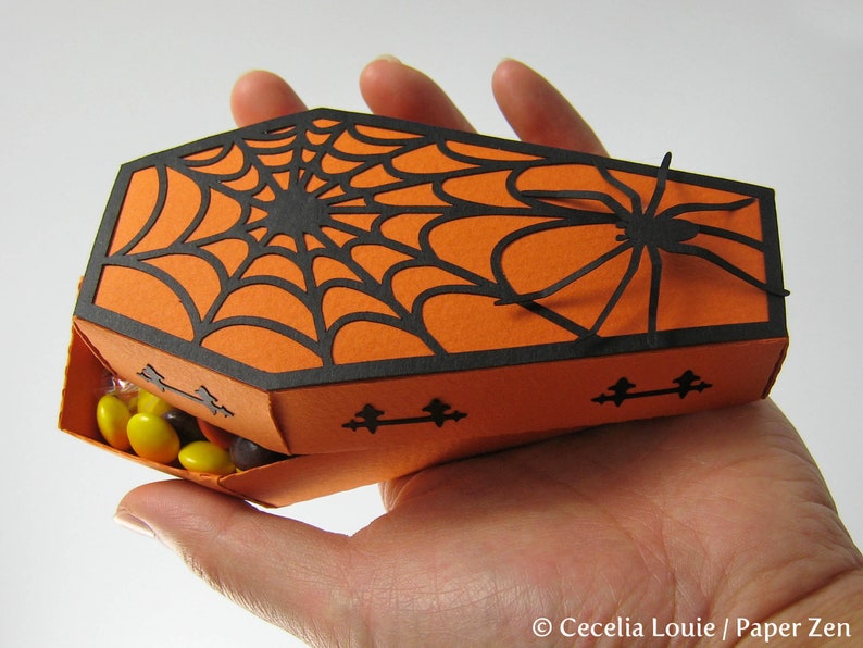 Halloween Coffin SVG Box No Glue Needed with 5 Cover Designs and PDF instructions for Cricut machines image 7