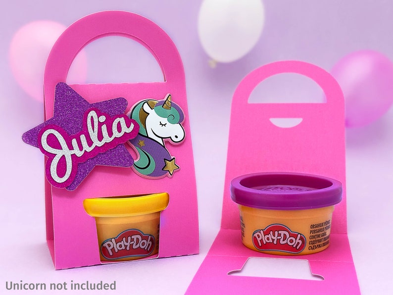 Play-Doh Box with Handle for Birthday Party Favour Gift or Treat Bag for template Cricut, Silhouette 3D SVG image 1