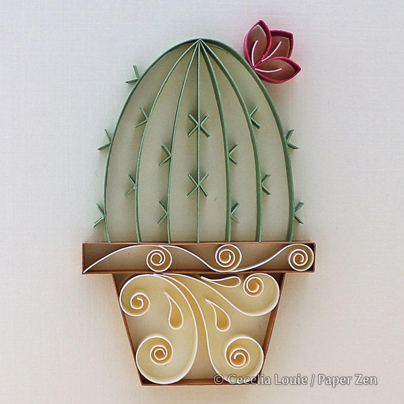Quilling Succulents PDF file of 3 Patterns and Templates Step-by-step Tutorial How to Make Editable Greeting Cards Digital Download image 10