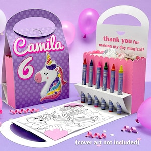 Kleurkoffer Activity Box met Crayon Holder 3D SVG voor verjaardagsfeestje gunst cadeautas voor Cricut, silhouet afbeelding 1