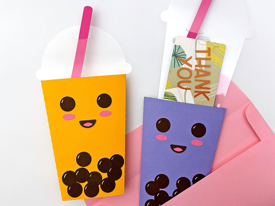 Teacher Appreciation Bubble Tea Gift Card Holder for Birthday, Thank You or Valentines Day 3D