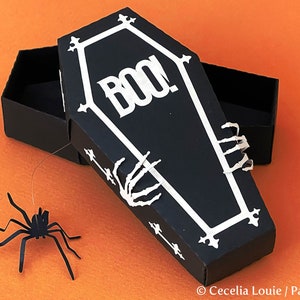 Halloween Coffin SVG Box No Glue Needed with 5 Cover Designs and PDF instructions for Cricut machines image 2