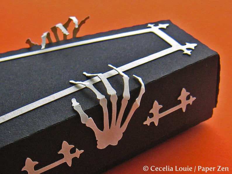 Halloween Coffin SVG Box No Glue Needed with 5 Cover Designs and PDF instructions for Cricut machines image 8