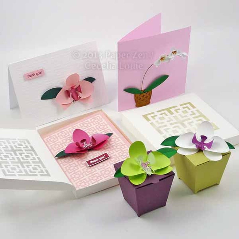 Orchid Gift Box 3D SVG and PDF digital files Party Favor for Wedding, Birthday, Anniversary image 2