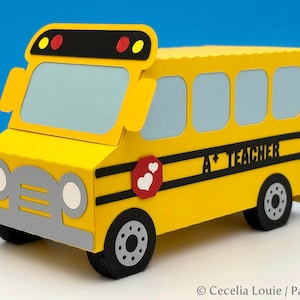 Schulbus Geschenkkartenhalter Box für Lehrer Wertschätzung, Back-to-School, Geburtstagsfeierbevorzugung, Ruhestand - 3D SVG DXF Cricut Silhouette