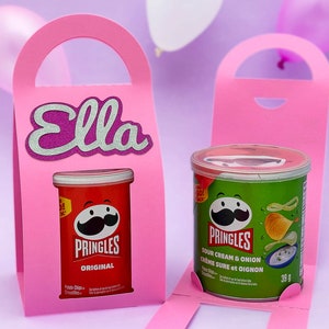 Pringles Chips Party Favour Box / Gift Bag with Handle, great for birthday, Valentine’s Day, or Christmas - SVG Template for Cricut, Silhoue