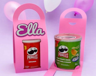 Pringles Chips Party Favor Box / Bolsa de regalo con asa, ideal para cumpleaños, Día de San Valentín o Navidad - Plantilla SVG para Cricut, Silhoue