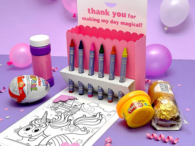 Kleurkoffer Activity Box met Crayon Holder 3D SVG voor verjaardagsfeestje gunst cadeautas voor Cricut, silhouet afbeelding 7