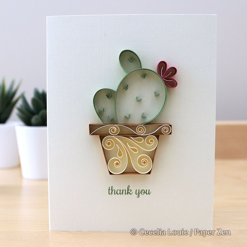 Quilling Succulents PDF file of 3 Patterns and Templates Step-by-step Tutorial How to Make Editable Greeting Cards Digital Download image 3