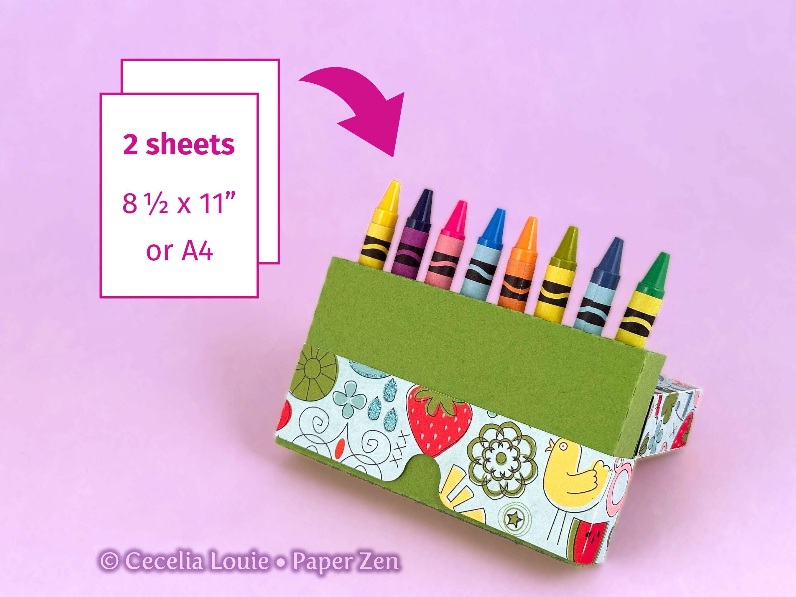 Crayon Party Favor Box Template With Flip Top - 3D SVG for Birthday ...