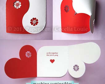 Yin Yang Card SVG, Valentine Gift Box, Party Decorations - SVG and PDF Digital Files