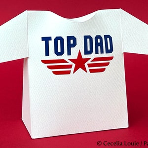 Boîte cadeau carte fête des pères drôle haut papa chemise modèle SVG - porte-cartes fichier de coupe pour Cricut