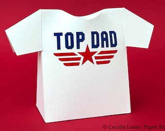 Father’s Day Card Gift Box Funny Top Dad Shirt Template SVG - Card Holder Cutting File for Cricut