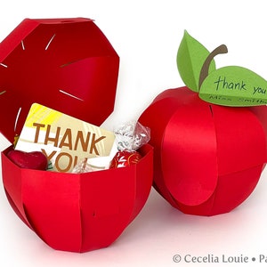 Apple Box SVG for Teacher Appreciation Gift Card Holder, Back to School Treat Box Favor - 3D SVG DXF Cutting File for Cricut Silhouette