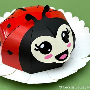 Boîte coccinelle pour la Saint-Valentin ou la fête d’anniversaire d’une fille Cadeau Favor Treat Bag Quinceañera - Fichier de coupe SVG 3D pour Cricut