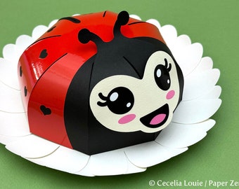 Ladybug Box for Valentine's Day or Girl's Birthday Party Gift Favor Treat Bag Quinceañera - 3D SVG Cutting File for Cricut