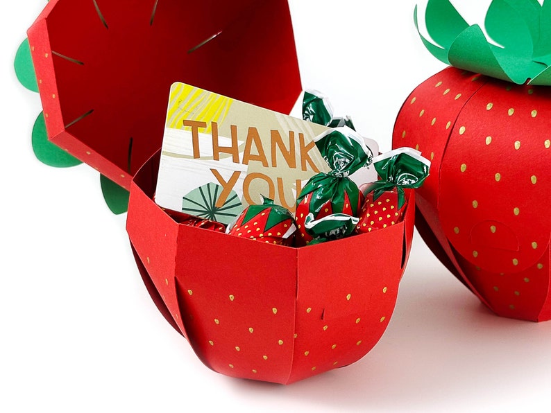 Caja de fresas SVG para el titular de la tarjeta de regalo de agradecimiento al maestro, favor de la caja de golosinas de regreso a la escuela Archivo de corte digital 3D SVG imagen 6