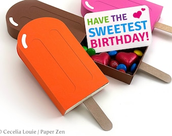 Popsicle Ice Cream Gift Box - 3D SVG - Perfect for Teacher Appreciation, birthday, thank you gift card, Valentine's, Mother's & Father's Day
