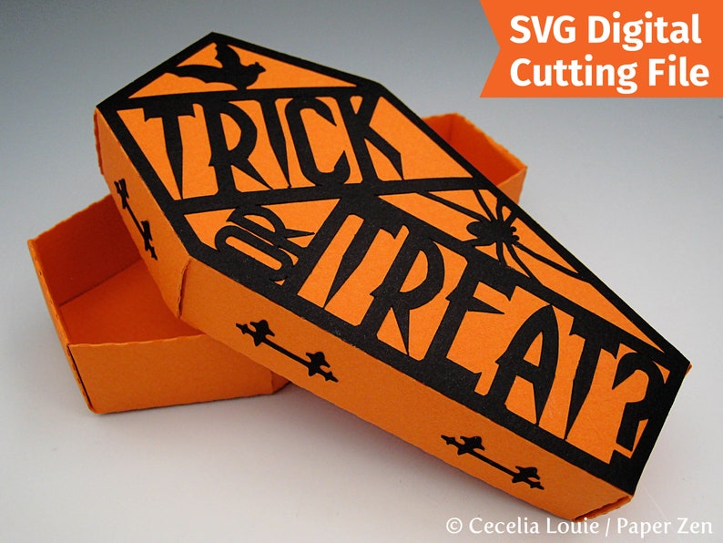 Halloween Coffin SVG Box No Glue Needed with 5 Cover Designs and PDF instructions for Cricut machines image 6