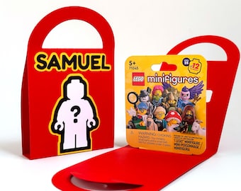 Minifigure Building Brick Toy - Template for birthday party favor gift bag or box - 3D SVG for Cricut, Silhouette Designer Edition