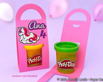 Plantilla de caja Play-Doh de 2 oz con asa para regalo de fiesta de cumpleaños o bolsa de golosinas para Cricut, silueta - 3D SVG