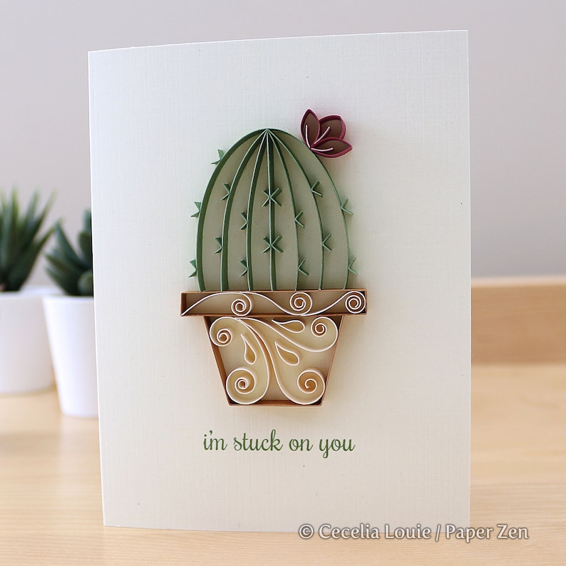 Quilling Succulents PDF file of 3 Patterns and Templates Step-by-step Tutorial How to Make Editable Greeting Cards Digital Download image 6