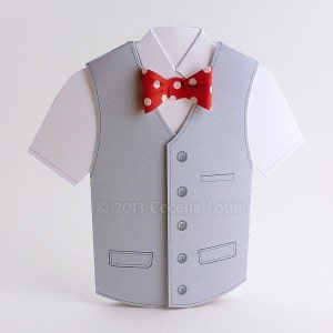 Biglietto di auguri per la festa del papà - Papillon e gilet - Modello PDF ritagliabile a mano