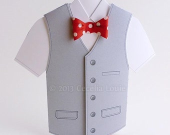 Happy Father's Day Card - Bow Tie & Vest - Hand Cuttable PDF Pattern