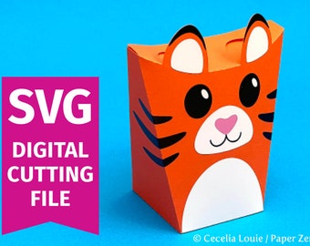 Tiger Gift Box - SVG Cricut - Gift Card Holder, Party Favor - DIGITAL DOWNLOAD