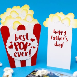 Father's Day Pop Up Box Card with Gift Card Holder and 5 Funny Messages for Movies 3D SVG Cutting File for Cricut image 1