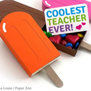 Scatola regalo per gelato Popsicle - SVG 3D - Perfetta per apprezzamento degli insegnanti, compleanno, biglietto di ringraziamento, San Valentino, festa della mamma e del papà
