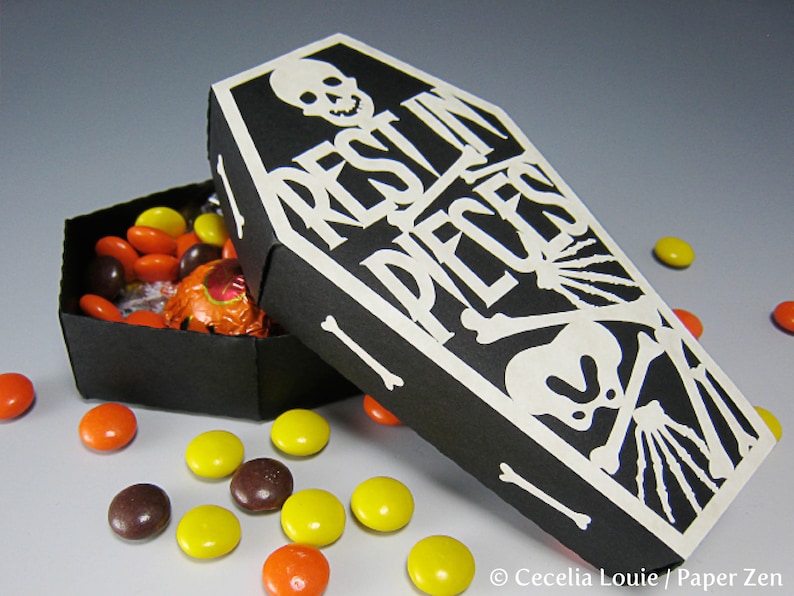 Halloween Coffin SVG Box No Glue Needed with 5 Cover Designs and PDF instructions for Cricut machines image 5