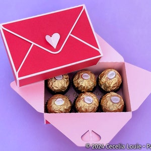 Enveloppe, boîte cadeau pour chocolats, carte-cadeau, carte de remerciement ; idéal pour la Saint-Valentin, un anniversaire, une appréciation du professeur - Cricut, Silhouette