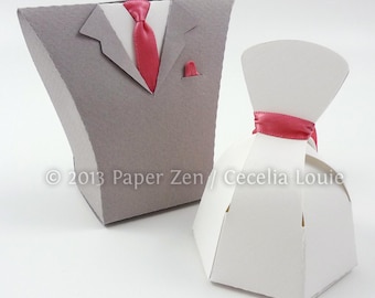 Bride & Groom Party Favor Gift Box - 3D SVG Cutting files and PDF instructions (Silhouette Cameo and Cricut)