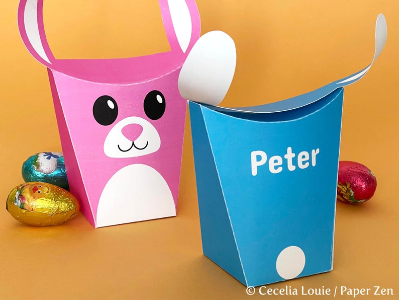 Bunny Rabbit Gift Box Printable Easter Favour with Editable Text PDF image 3