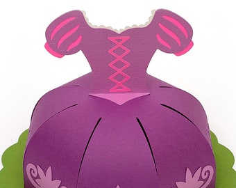 Robe de princesse (2010) cotillons cadeau boîte sac SVG pour anniversaire de filles - 3D SVG pour Cricut, Silhouette